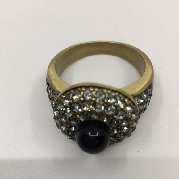 Heidi Daus size 11 3/4 Bold & Beautiful Statement Ring Brushed Gold Tone Black - Picture 10 of 16